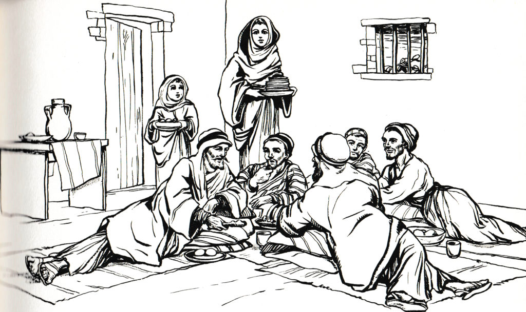 Family and friends reclining to eat (John 12:2)