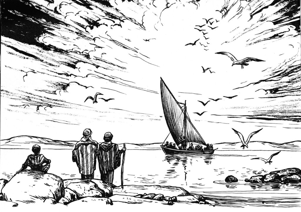 Jesus and the disciples sail for a secluded place (Mark 8:30-32)