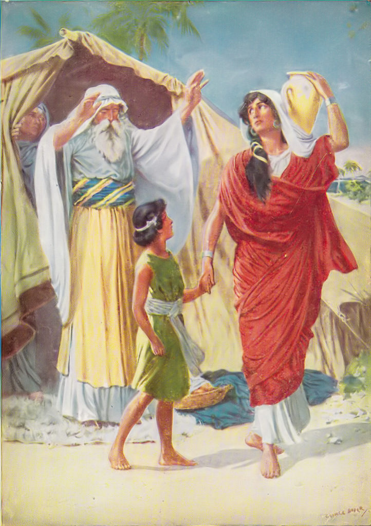 Hagar and Ishmael sent from Abraham's home (Genesis 21:14)