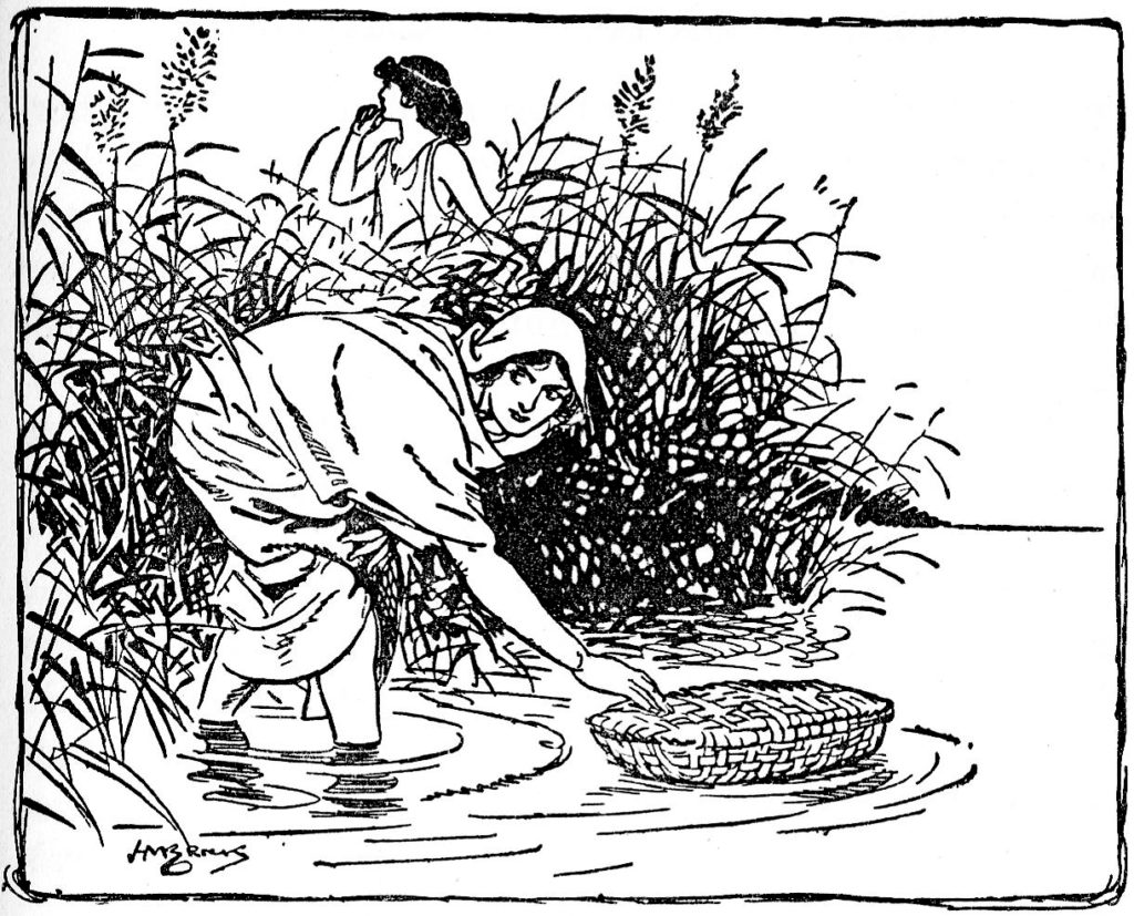 Moses' mother places him in the Nile (Exodus 2:3)