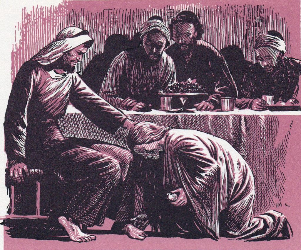 Woman washes Jesus' feet with her tears (Luke 7:37-39)